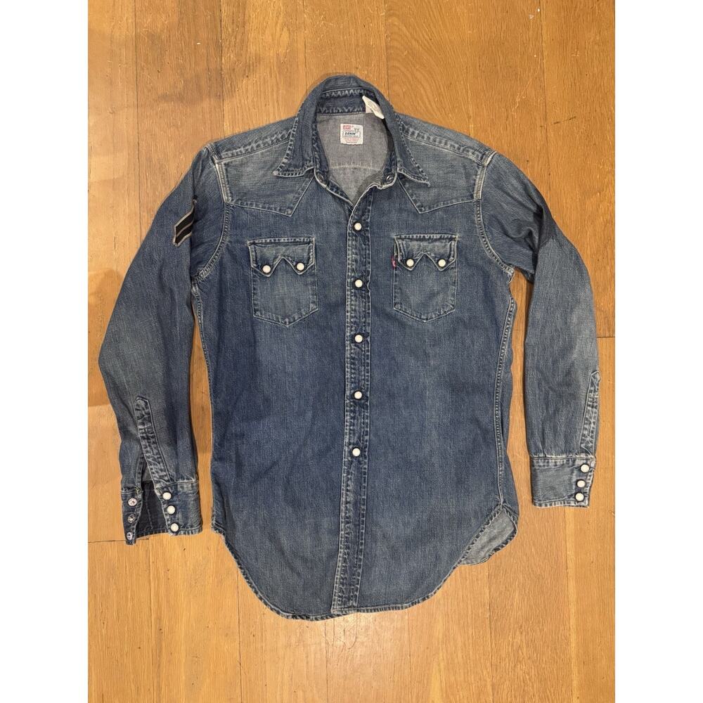 Levis Vtg LVC Shorthorn Denim Sawtooth Shirt Made In USA 555 Valencia St. L